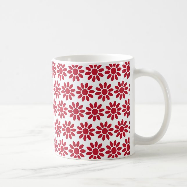 Caneca De Café Mellow Geo Flowers - Christmas red on white. (Direita)