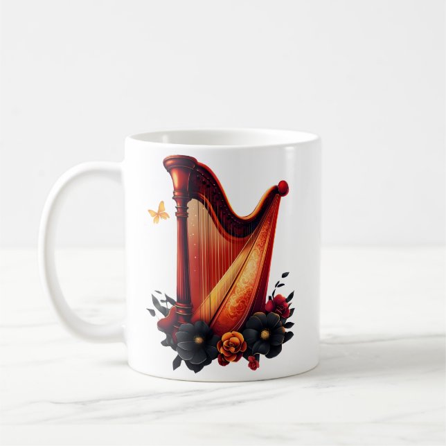 Caneca De Café Melodia cósmica, a magia da harpa. (Esquerda)