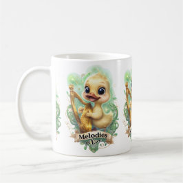Caneca De Café Melodias do Eire" Kawaii Duck Jogando Harp