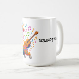 Caneca De Café Melody Mutt" T-Shirt - Whimsical Musical Dog Desig