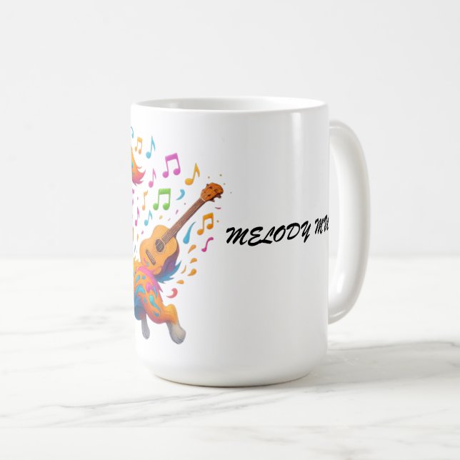 Caneca De Café Melody Mutt" T-Shirt - Whimsical Musical Dog Desig (Frente Esquerda)
