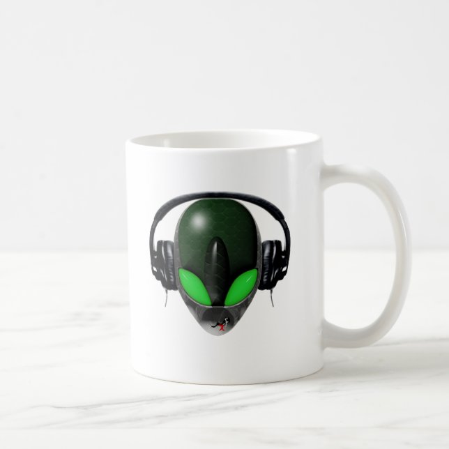 Caneca De Café Melómano estrangeiro do DJ - verde do réptil (Direita)