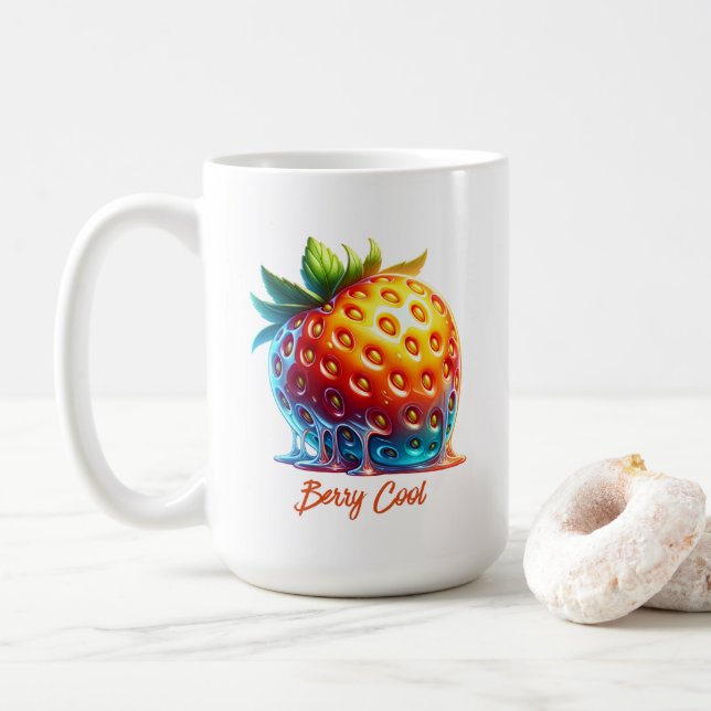 Caneca De Café Melting Strawberry-Drippy Art (Com Donut)
