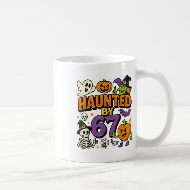 Caneca De Café Meme Assombrado 67 Seis Sete 6-7 Piada Divertida d (Direita)