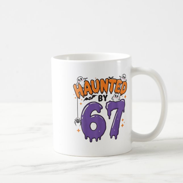 Caneca De Café Meme Assombrado 67 Seis Sete 6-7 Piada Divertida d (Direita)