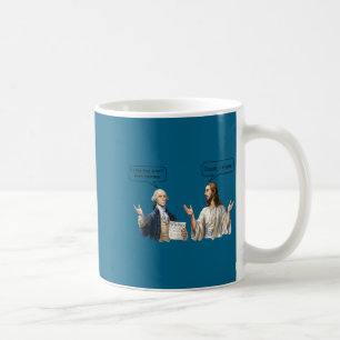 Caneca De Café meme de discussão entre George Washington e Jesus