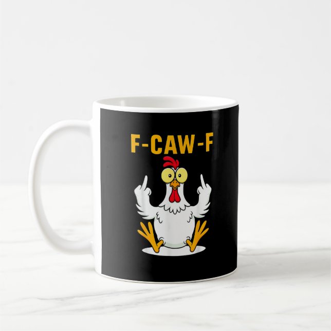 Caneca De Café Meme de Galo com Citação F-Caw-F (Esquerda)