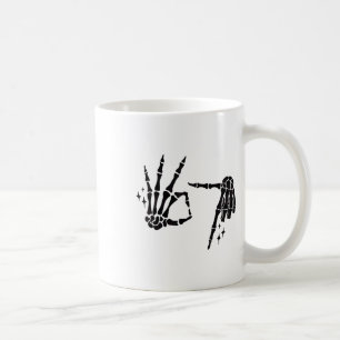 Caneca De Café Meme Divertido 67 Esqueleto Mão 6 7 Halloween Seis