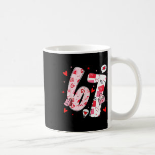 Caneca De Café Meme Divertido 67 Seis Sete 6 7 Corações de São Va