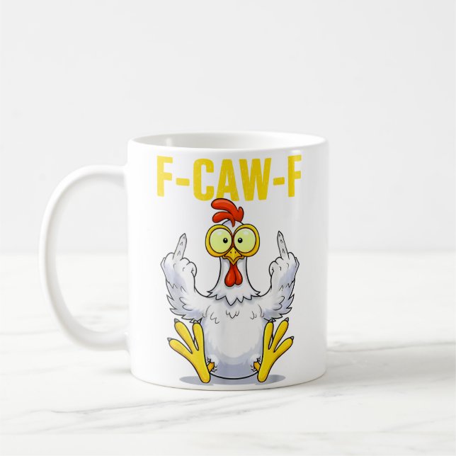 Caneca De Café Meme do F-Caw-F | Piada Engraçada de Frango | Galo (Esquerda)