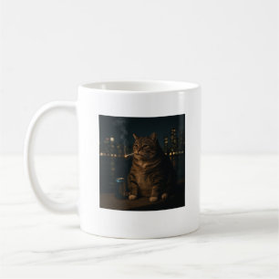 Caneca De Café Meme Engraçado de Gato Fumando Rotação Cerebral Es