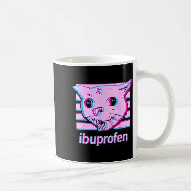Caneca De Café Meme engraçado de gato ibuprofeno com rosto felino (Direita)