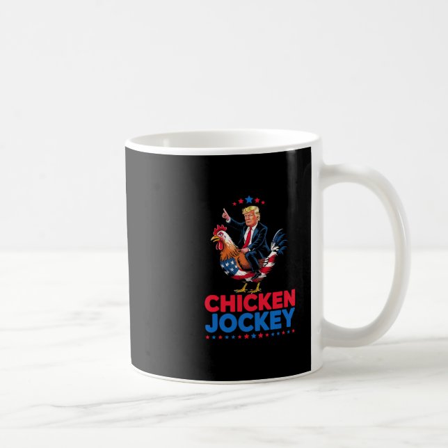 Caneca De Café Meme Engraçado do Frango Jóquei Trump (Direita)