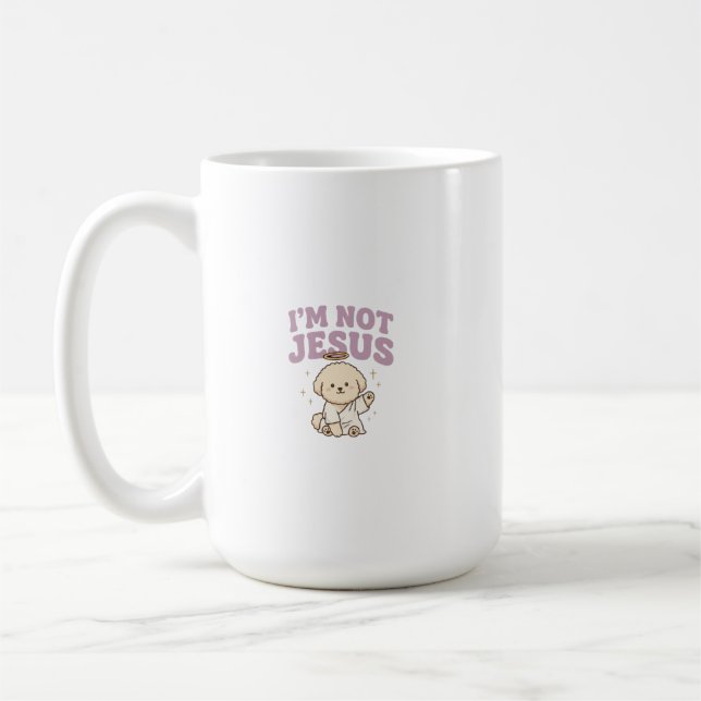Caneca De Café meme estético de cachorro engraçado jesus (Esquerda)