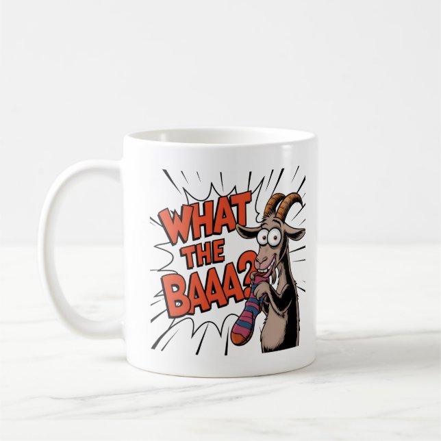 Caneca De Café Meme Goat Engraçado - "Qual é a BAAA?" Anima hilar (Esquerda)