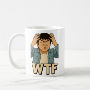 Caneca De Café Meme WTF de Jackie Chan - Estilo de Arte Ghibli
