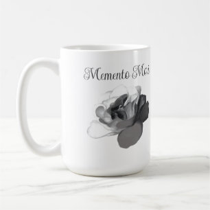 Caneca De Café Memento Mori Rosa Branca Estética Dark Academia