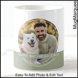 Caneca De Café Memória C22 Branco e Verde com Foto e Mensagem Per