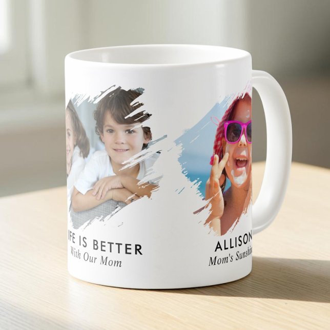 Caneca De Café Memória de Foto da Mamãe 3 (Mom 3 Photo Memory Coffee Mug)