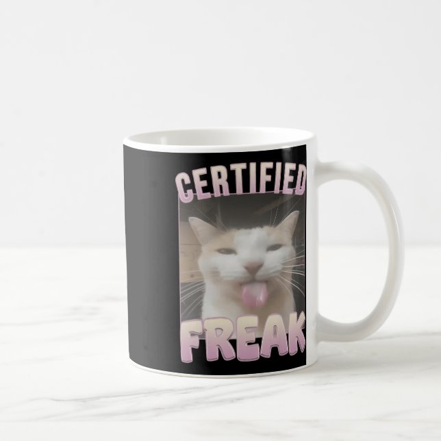Caneca De Café Memória de Gato Engraçado de Freak Certificado (Direita)
