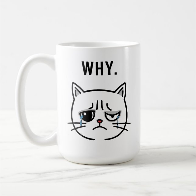 Caneca De Café Memória de Gato Triste "PORQUÊ" - (Esquerda)