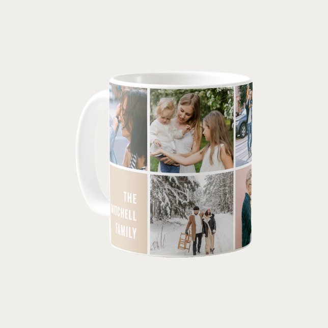 Caneca De Café Memórias da Família Simples Colagem de Fotos (Criador carregado)