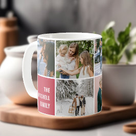 Caneca De Café Memórias da Família Simples Colagem de Fotos