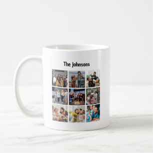 Caneca De Café Memórias de Família 9 Grade de Fotos Colagem Perso