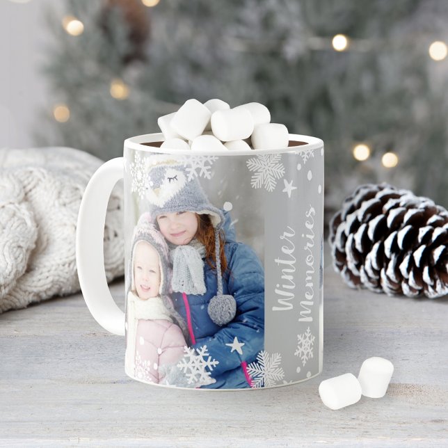 Caneca De Café Memórias de inverno Flocos de neve Duas Fotografia (Criador carregado)