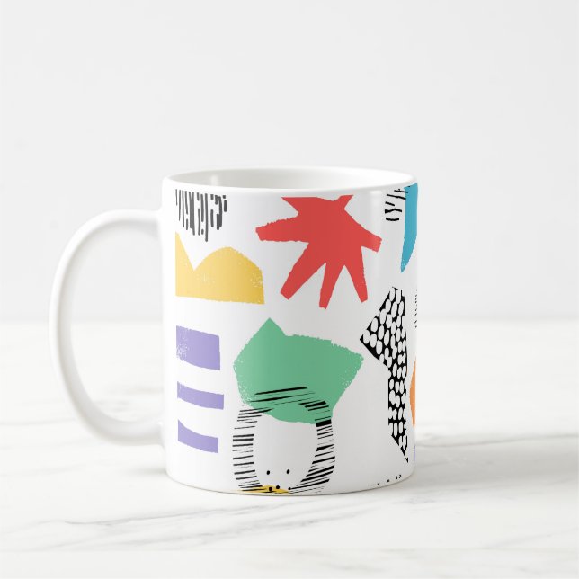 Caneca De Café Memphis Art: Design de Superfície Grunge (Esquerda)