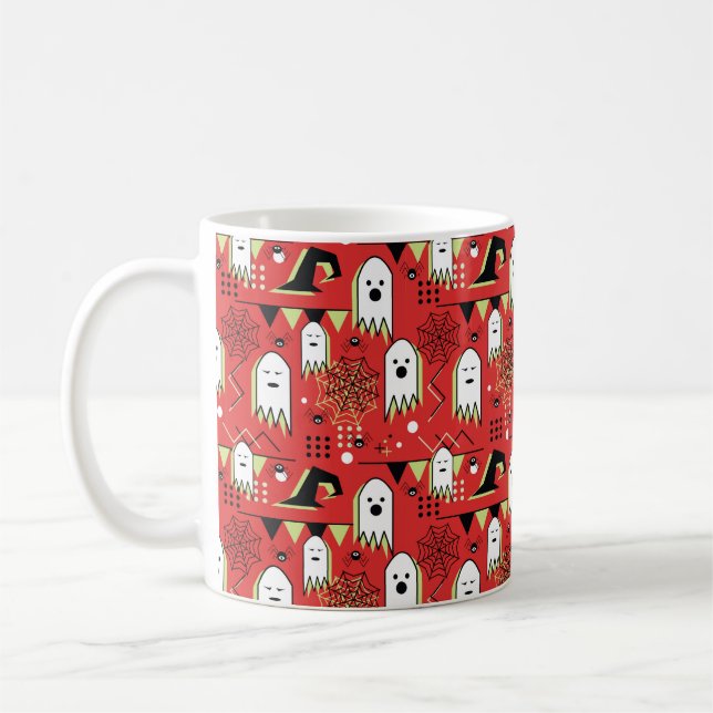 Caneca De Café Memphis sem costura geométrica do fantasma de hall (Esquerda)