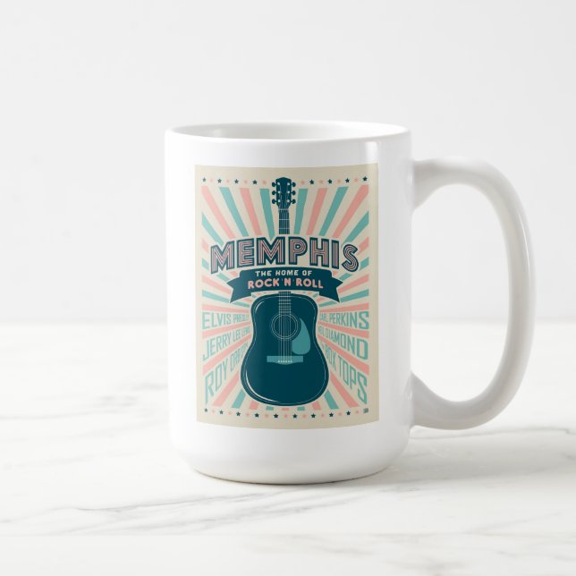Caneca De Café Memphis, TN: Série Guitarra | Rock-N-Roll (Direita)
