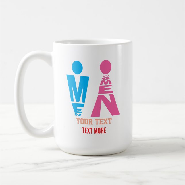Caneca De Café Men and Women Typography Icon Design (Esquerda)
