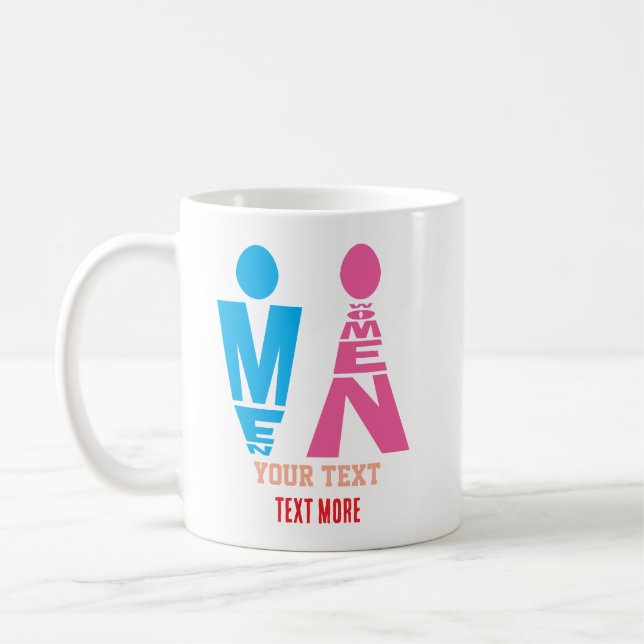 Caneca De Café Men and Women Typography Icon Design (Esquerda)