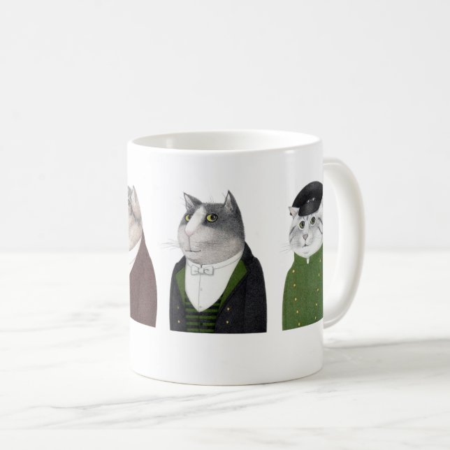 Caneca De Café MEN CATS White Mug (Frente Esquerda)