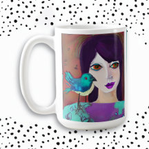 Menina Abstrata & Pássaro Roxo e Turquesa Personal