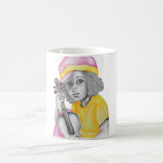 Caneca De Café Menina amarela cor-de-rosa (Centro)