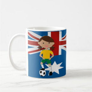 Caneca De Café Menina australiana 4 do futebol