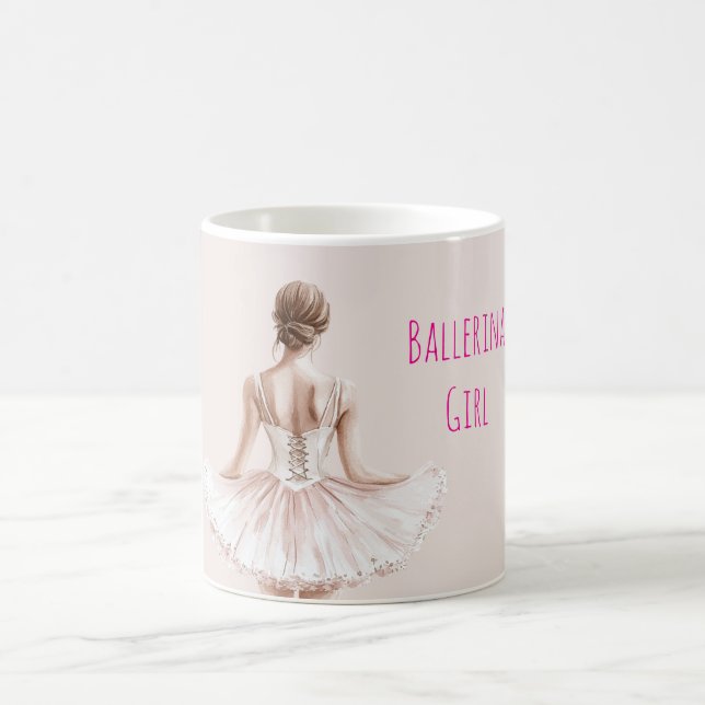 Caneca De Café Menina Bailarina Rosa Bege (Centro)