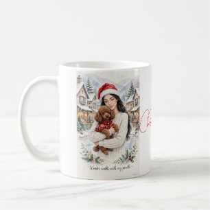 Caneca De Café Menina beijando cachorrinho Poodle–Mãe de Poodle