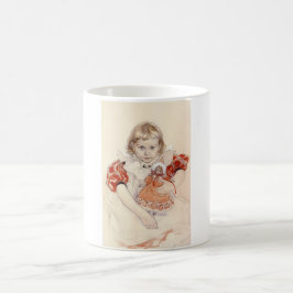 Caneca De Café Menina bonita com boneca (Arte infantil)