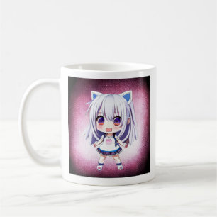Caneca De Café Menina bonito de café café e moça de animação