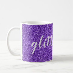 Caneca De Café Menina Brilho Roxo Falso Brilhante