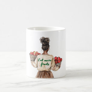 Caneca De Café Menina Chapéu Camiseta Coma Legumes Bolsa