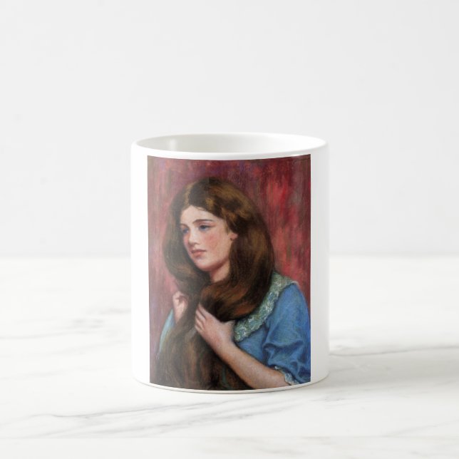 Caneca De Café Menina com lindo cabelo castanho comprido (Centro)