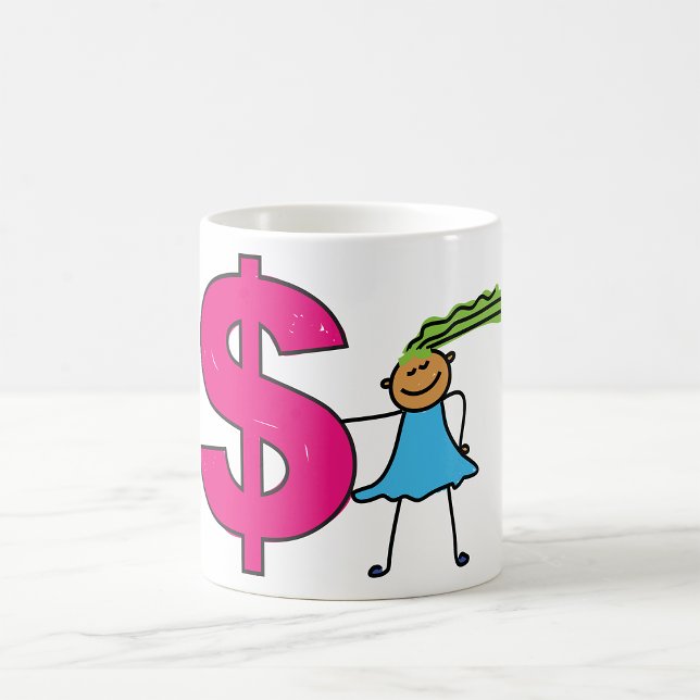 Caneca De Café Menina com Sinal De Dólar (Criador carregado)