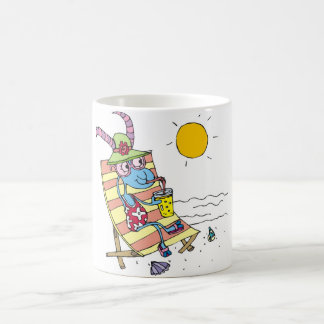 Caneca De Café Menina da cabra na praia