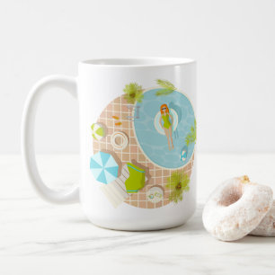Caneca De Café Menina da festa de natação na praia de verão de bi