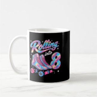 Caneca De Café Menina de 8 anos de patins no aniversário
