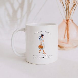 Caneca De Café Menina de Agosto Monograma